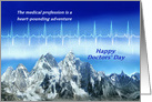 Happy Doctors’ Day Heartbeat Pulse & Snowy Mountains Thank You card