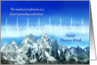 Happy Nurses Week, Medical Heartbeat Pulse and Snowy Mountains card