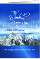 Happy Nurses Day Heartbeat & Mountains, Custom Add Name card