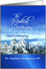 Happy Nurses Day Heartbeat & Mountains, Custom Add Name card