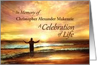 Celebration of Life Invitation, Golden Sunset Memorial, Custom Front card