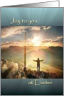 Happy Easter, Resurrection Joy with Cross, Sunrise & Light Rays card