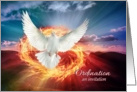 Invitation to Ordination for Priesthood, Holy Spirit Dove and Fire card