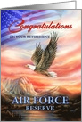 Congratulations on Retirement from Air Force Reserve, Eagle & Flag card