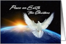 Peace on Earth at Christmas with Dove of Peace & Planet Earth card