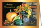 Happy Thanksgiving for Grandmother, Pumpkin and Autumn Leaves card