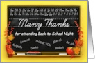 Thanks for Attending Back to School Night, Blackboard & Fall Leaves card
