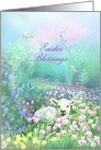 Easter Blessings, Lamb in Springtime Meadow of Tulips card