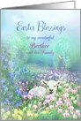 To My Brother and His Family, Easter Blessings Lamb and Tulips card