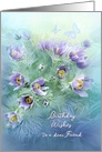 Happy Birthday for a Friend, Purple Flowers and Butterflies card