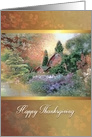 Happy Thanksgiving, Country House & Garden with Autumn Leaves card