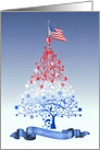 For God and Country Patriotic Christmas Tree with American Flag card