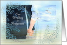 Wedding is Postponed, Bride and Groom Hand in Hand at Beach card