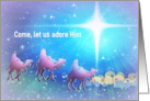 Three Wise Men Come Let us Adore Him Bethlehem Christmas Star card