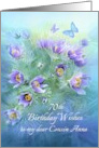 70th Birthday to Cousin Anna Pasque Flowers and Butterflies card