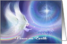 Christmas Angel and Star over Bethlehem for Peace on Earth card
