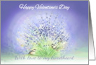 Valentine’s Day Tweetheart with Birds and Lavender on Periwinkle Blue card