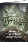 Halloween Haunted House Party Invitation with Screaming Gargoyle card