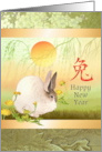 Chinese New Year of the Rabbit for Business with Sun and Dandelions card