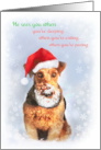 Christmas Humor with Airedale Dog in Snow Beard and Santa Hat card