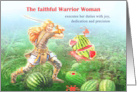 Warrior Woman Slaying the Watermelon card