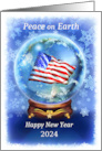 Peace Symbol Superimposed on Flag in Snow Globe card