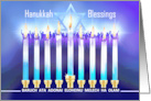 Hanukkah Blessings People with Upraised Arms in Menorah Light card
