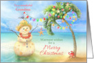 Merry Christmas Sand Person under Palm Tree with Lights to Grandma card