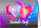 Paintball Bachelor Party Invitation with Two Hearts Paint Spattered card
