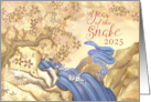 Business Chinese New Year of the Snake with Blue Snake by Waterfall card