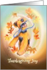 Thanksgiving Joy with Welsh Terrier Dog in Swirling Autumn Leaves card