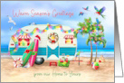 Seasons Greetings from our Tropical Holiday Home with Camper card