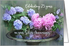 Happy Silver Wedding Anniversary, 25th, with Hydrangea & Peonies card