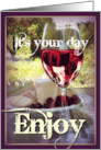 Thinking of You It’s Your Day with Red Wine Glass card