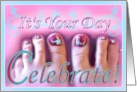 Painted Toenails to Celebrate a Happy Birthday with Pedicure card