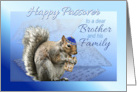 Happy Passover Squirrel with Matzah to Brother and His Family card
