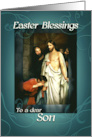 Easter Blessings to Son Jesus is Risen with Doubting Thomas card