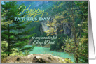 Happy Father’s Day to Step Dad with Aqua Lake and Rocky Shore card