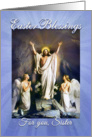 Happy Easter Sister, Easter Blessings, the Risen Jesus with Angels card