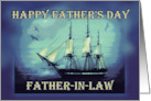 To Father-in-Law on Father’s Day Sailing Ship Constitution card