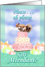 Be my Wedding Gift Attendant, Cute Squirrel on Wedding Cake card