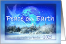 2025 New Year Peace on Earth with Doves over Snowy Landscape card