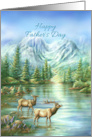 Happy Father’s Day Nature Scene of Elks and Mountain Lake card