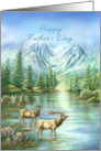 Happy Father’s Day Nature Scene of Elks and Mountain Lake card