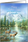 Happy Father’s Day Grandpa, Elks and Mountain Lake Nature Scene card