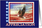 Military Appreciation To Parents of Son in Military Service Thank You card