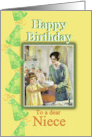 Happy Birthday to Niece Vintage Birthday with Party Hats card