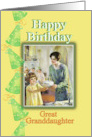 Happy Birthday Great Granddaughter Vintage Birthday with Party Hats card