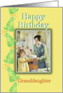To Granddaughter Happy Birthday Vintage Birthday Lighted Cake card