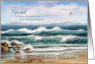 To Friend Happy Birthday Aqua Seascape with Seagulls card